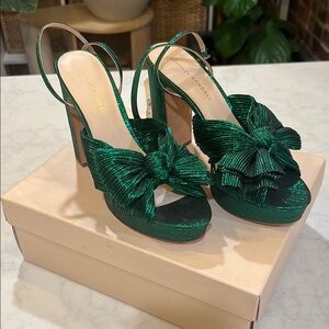 Loeffler Randall Green Satin Heels with Bow